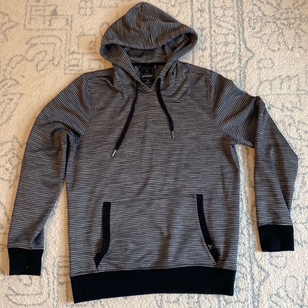 Prana Hoodie Black and Gray Striped